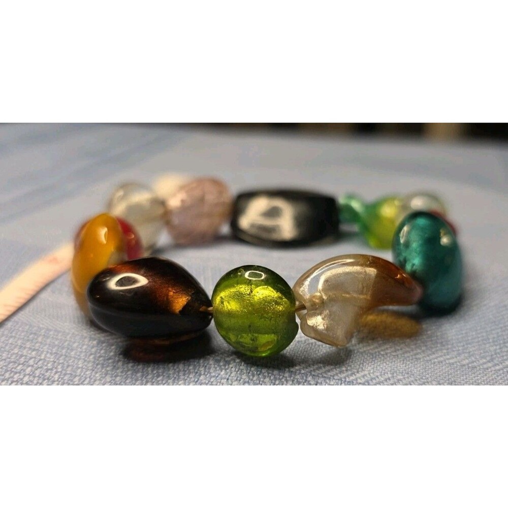 Multicolor Glass Bead Stretch Bracelet